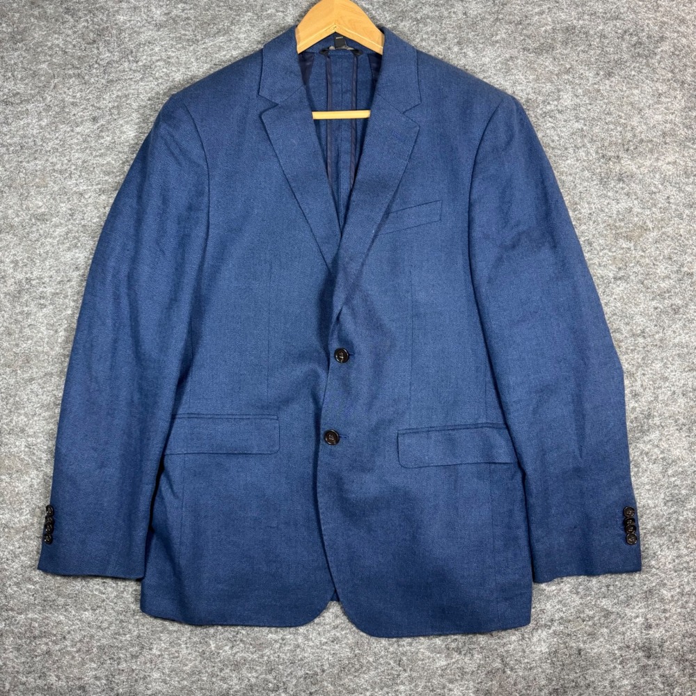 Banana Republic Linen Blazer Jacket Mens 40R Blue Slim Fit Sport Coat Party
